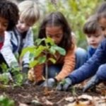 green impact award - picture of children planting 